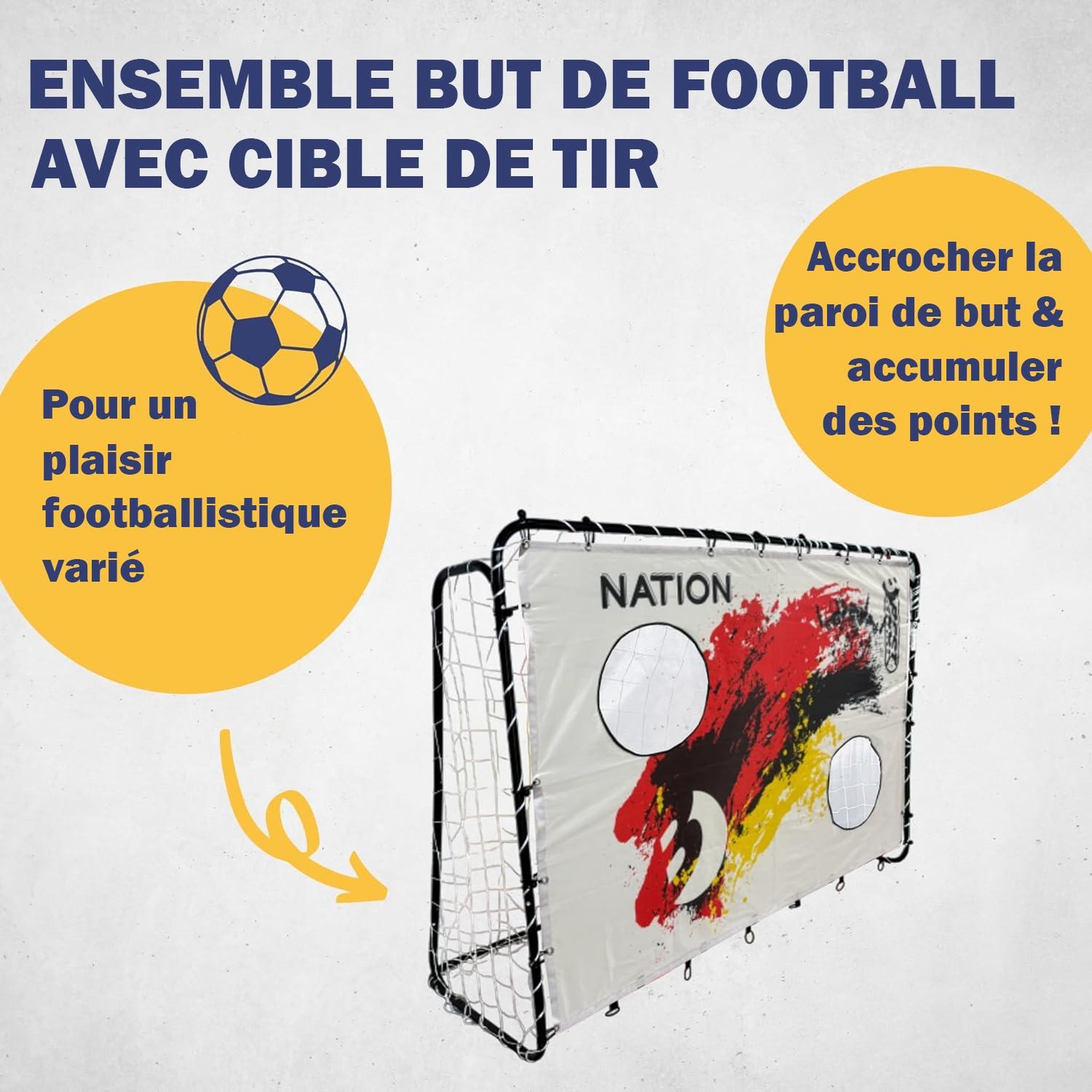 Voir la diapositive 2 : BEST SPORTING But de football 213 x 152 x 76 cm en noir avec cible de tir Nation D