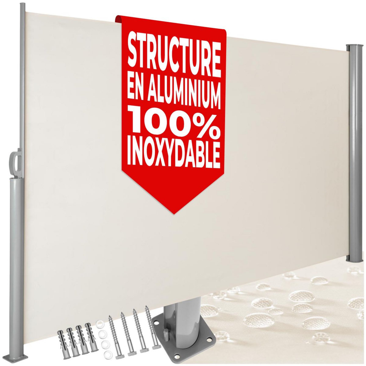 tectake Store latéral Brise-vue en Aluminium beige