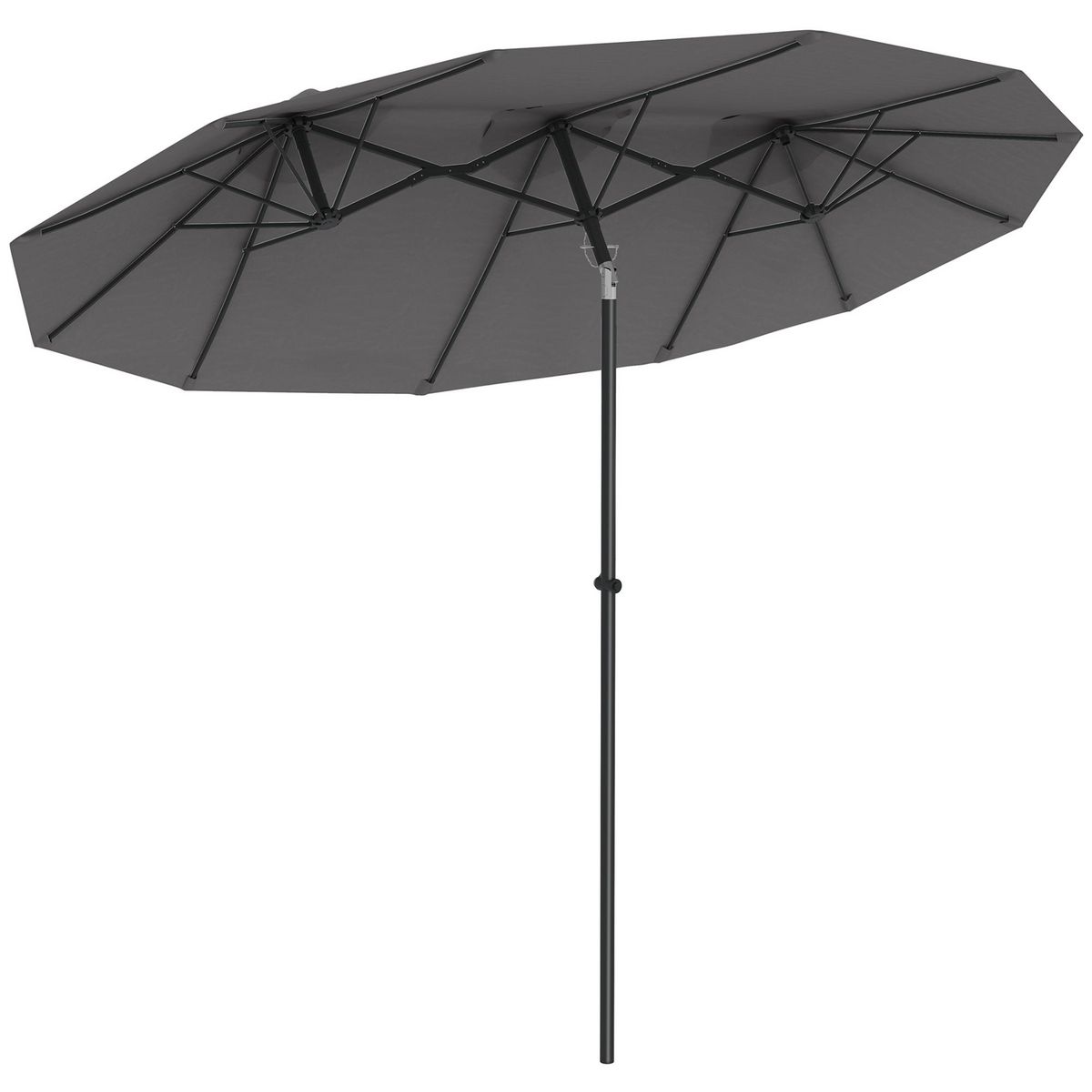 OUTSUNNY Parasol de jardin inclinable grande taille ouverture fermeture manivelle acier polyester haute densité gris