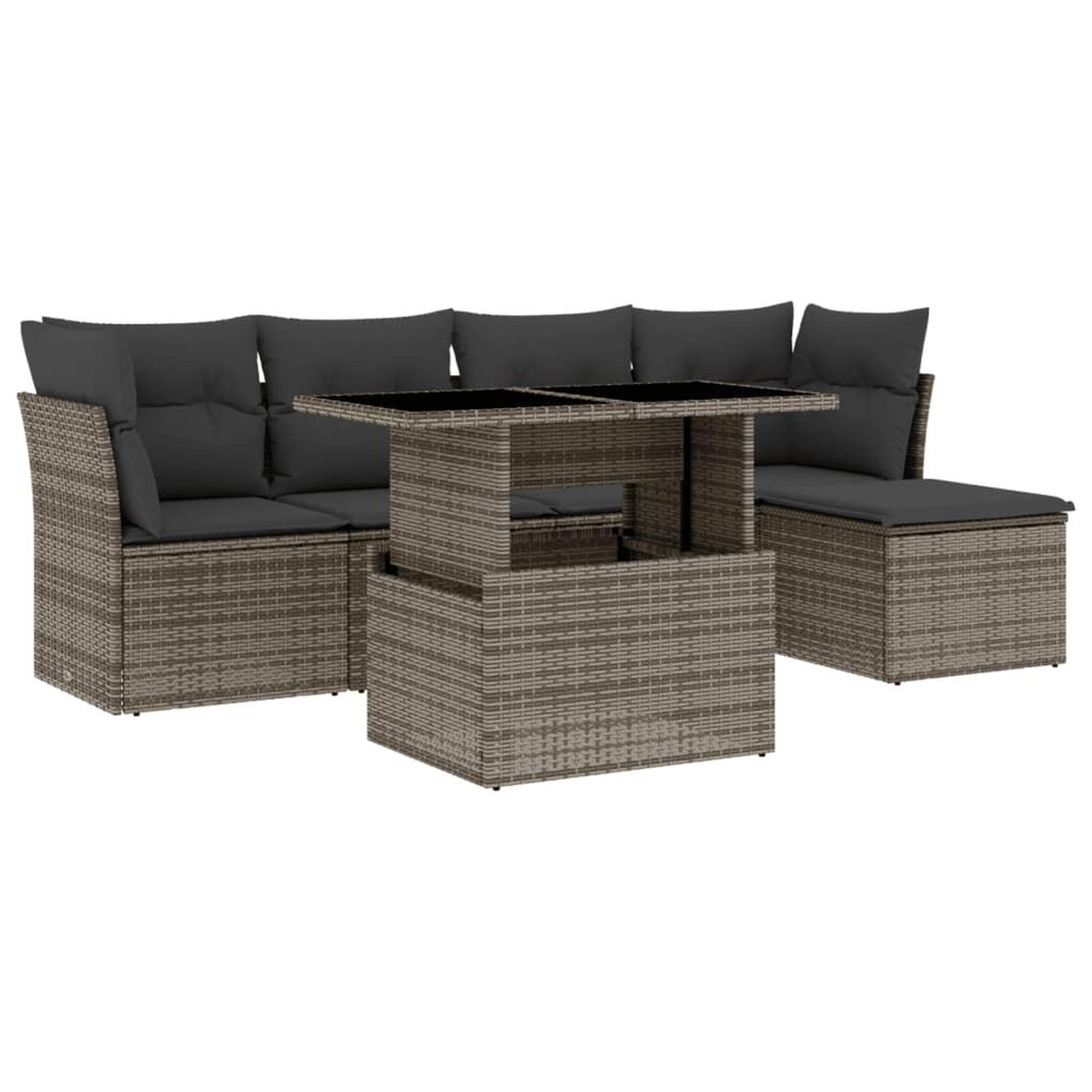 Voir la diapositive 2 : VIDAXL Salon de jardin 6 pcs avec coussins gris resine tressee