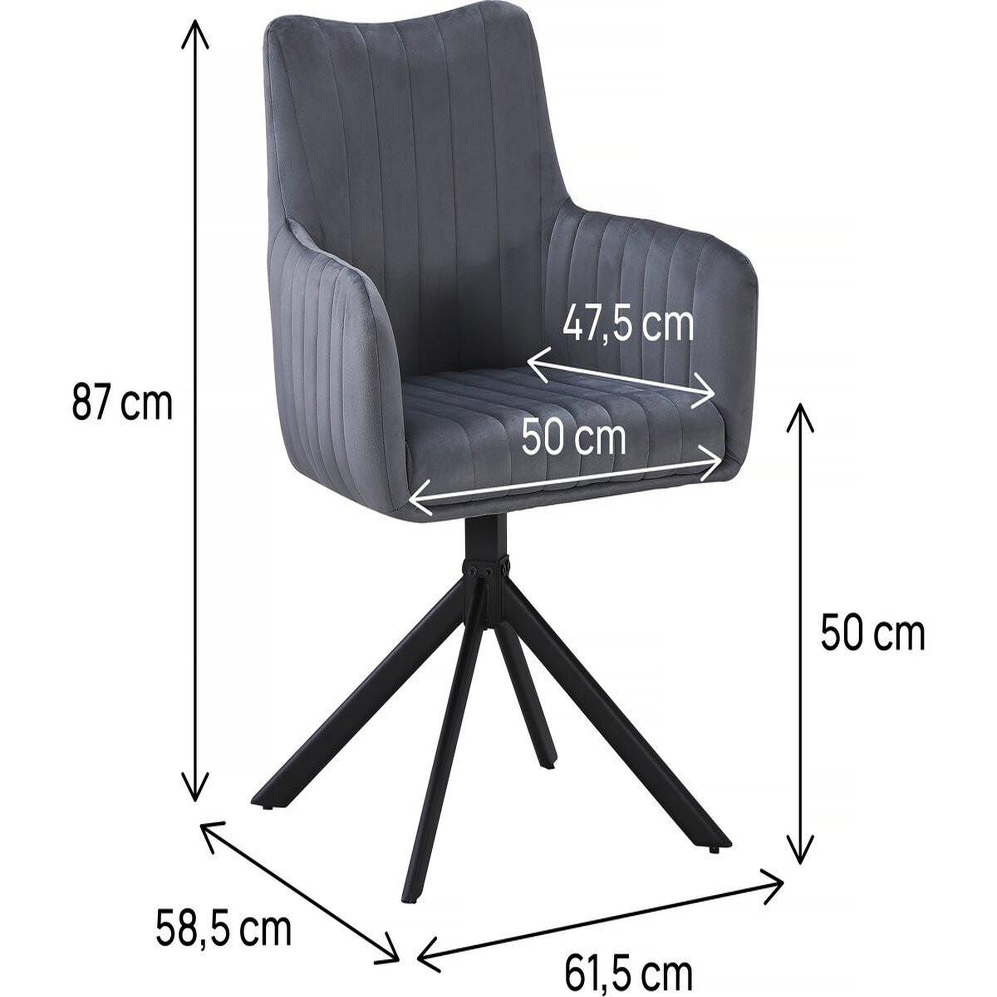 Voir la diapositive 3 : Habitat et Jardin Lot de 2 chaises en tissu  pharell  - 60 x 61 x 91 cm - gris
