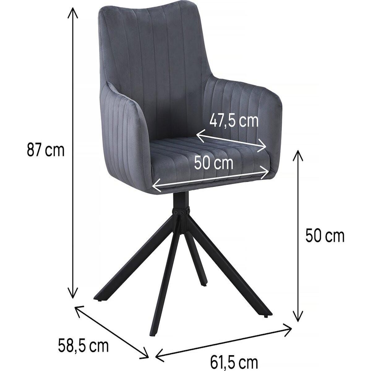 Habitat et Jardin Lot de 2 chaises en tissu  Pharell  - 60 x 61 x 91 cm - Gris