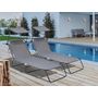 Voir la diapositive 2 : Habitat et Jardin Lot de 2 bains de soleil pliable  Lazy  - Avec pare soleil - Gris