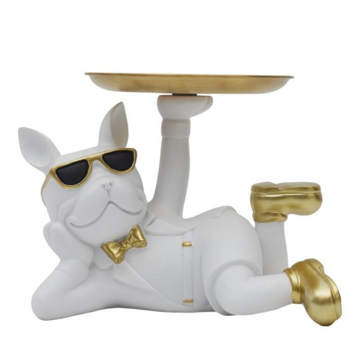 Paris Prix Vide-Poche Statue  Bulldog  27cm Blanc