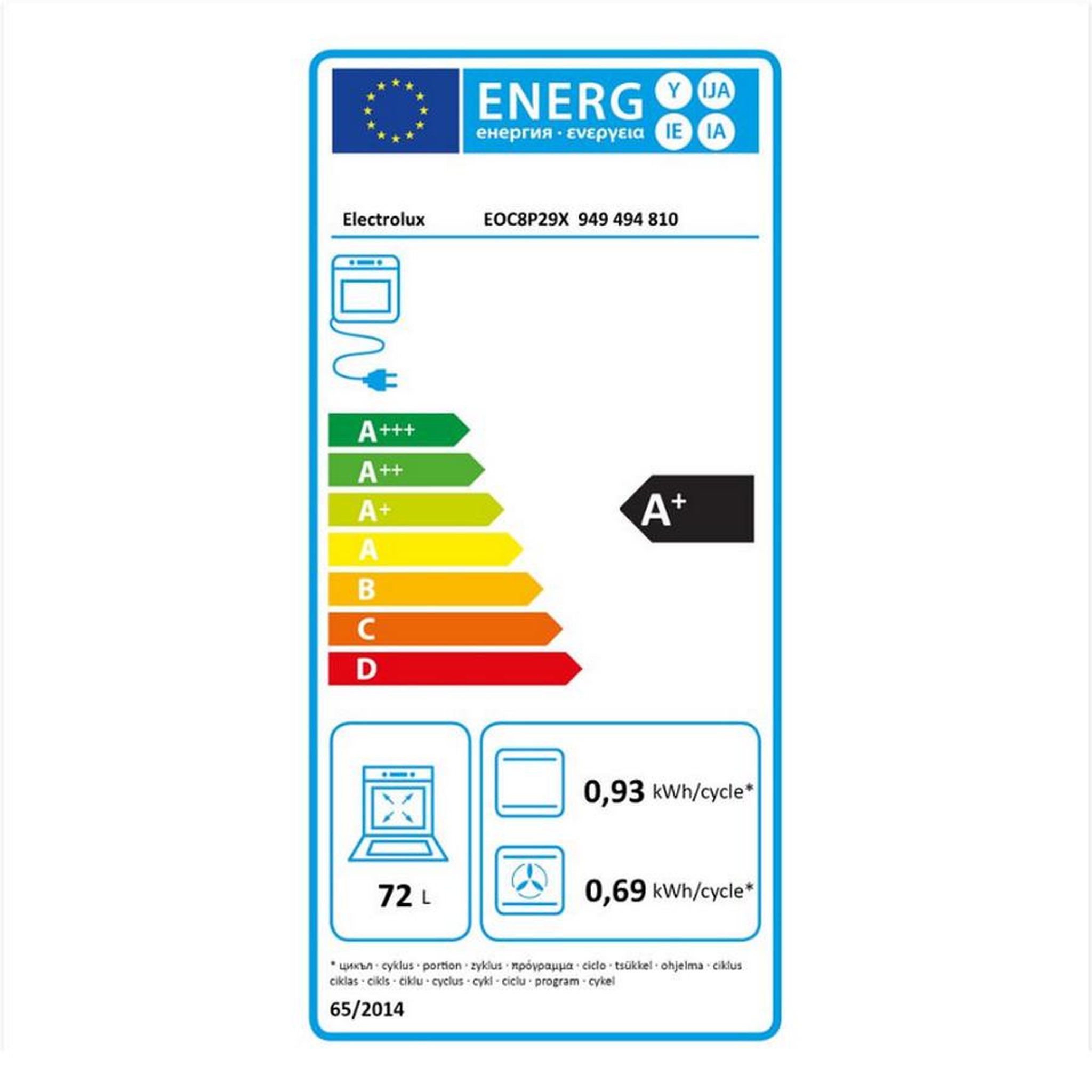 Voir la diapositive 2 : ELECTROLUX Four intégrable multifonction 72l 60cm pyrolyse inox - eoc8p29x