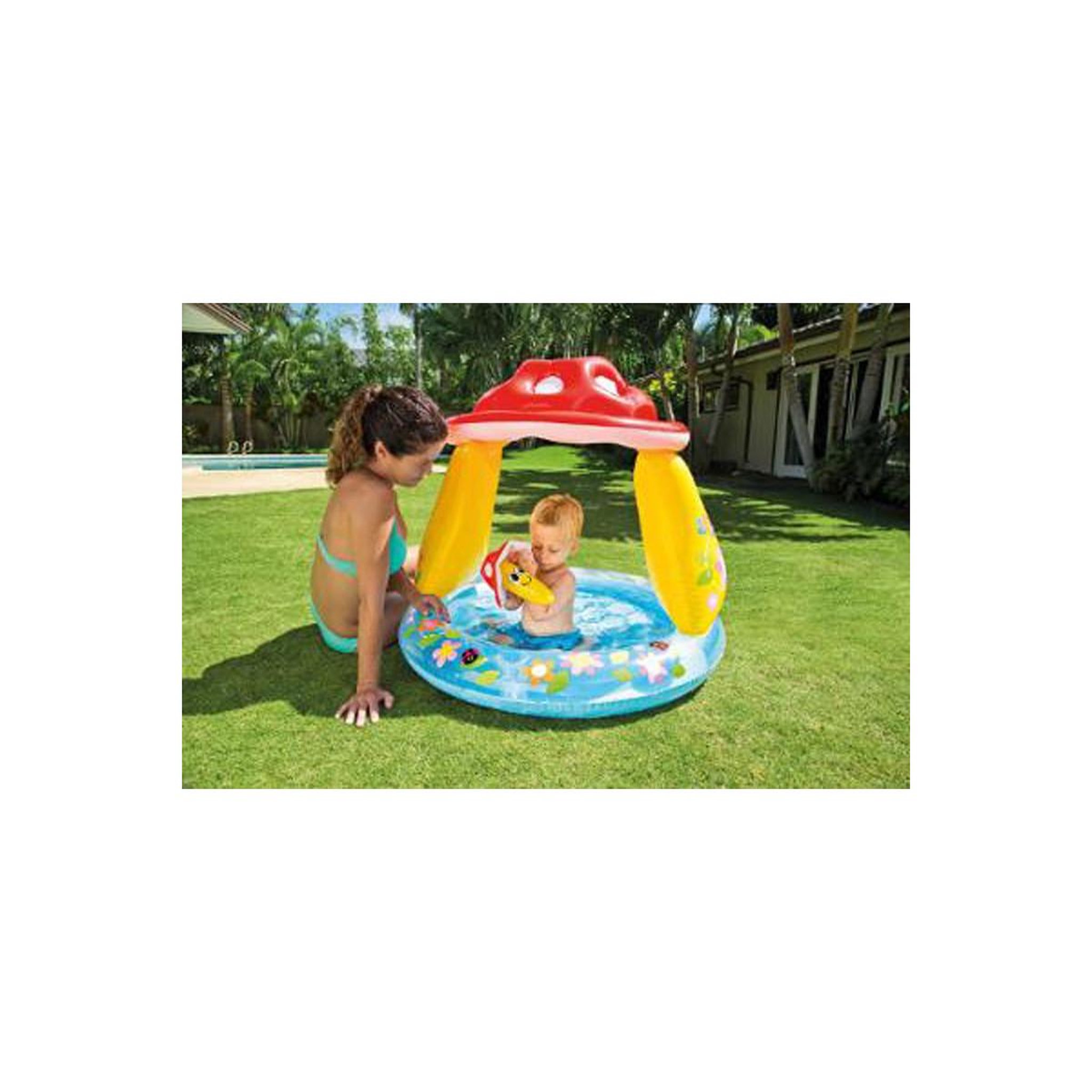 Voir la diapositive 2 : INTEX Pataugeoire pare soleil  champignon  102cm multicolore