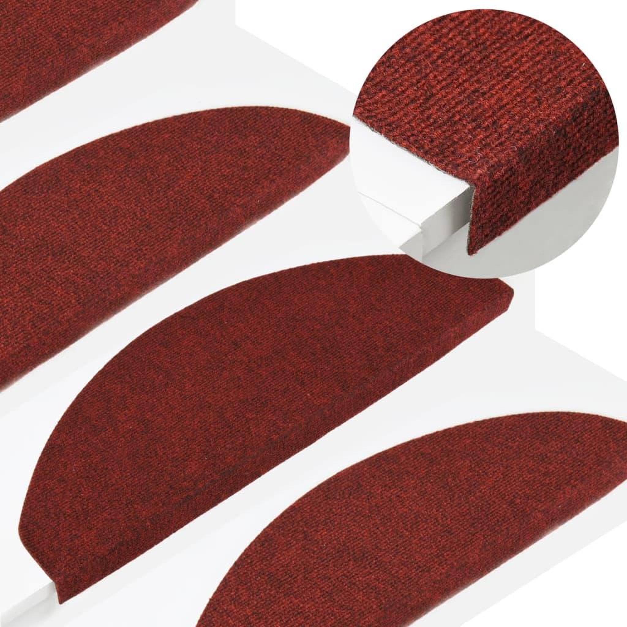 Voir la diapositive 1 : VIDAXL Tapis d'escalier autocollants 15 pcs 65x22,5x3,5 cm Rouge