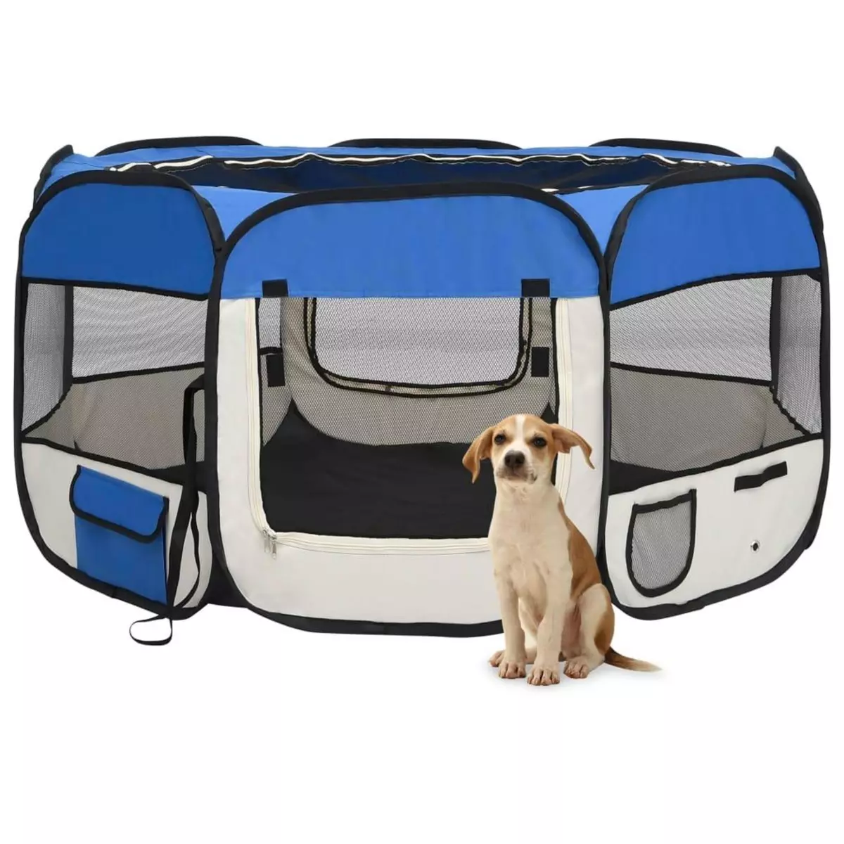 VIDAXL Parc pliable pour chien avec sac de transport Bleu 125x125x61cm
