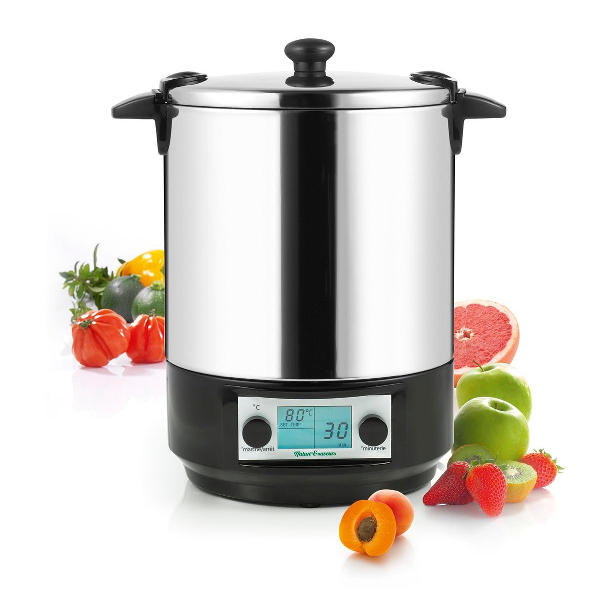 Voir la diapositive 2 : NATURE & SAVEURS Stérilisateur de bocaux électrique cuve inox avec écran lcd et minuteur 12l 1650w - nsst12ina