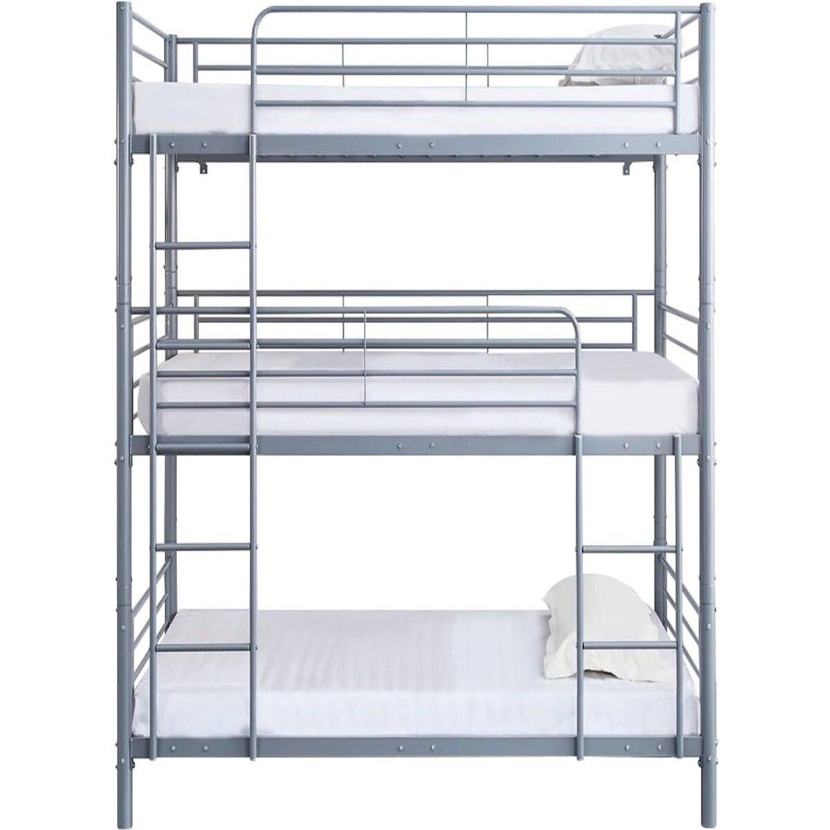 Habitat et Jardin Lit superposé en métal triple  HAVIN  - 90 x 190 cm - Gris