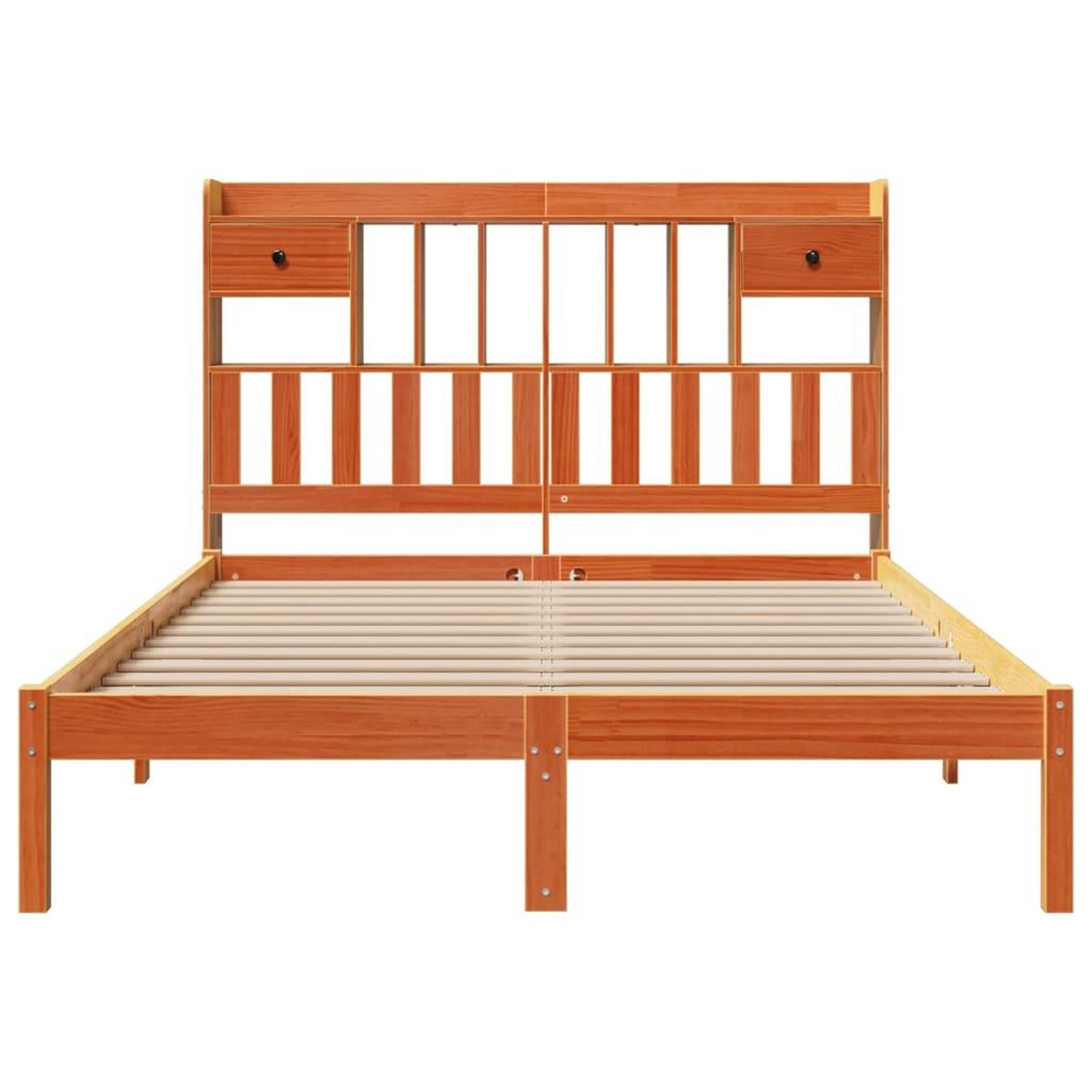 Voir la diapositive 4 : VIDAXL Lit bibliotheque sans matelas cire marron 150x200 cm pin massif