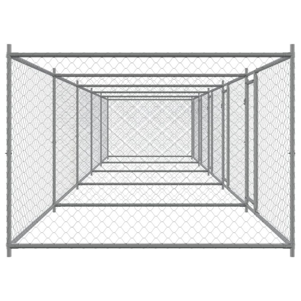 VIDAXL Cage pour chien avec portes gris 10x2x1,5 m acier galvanise