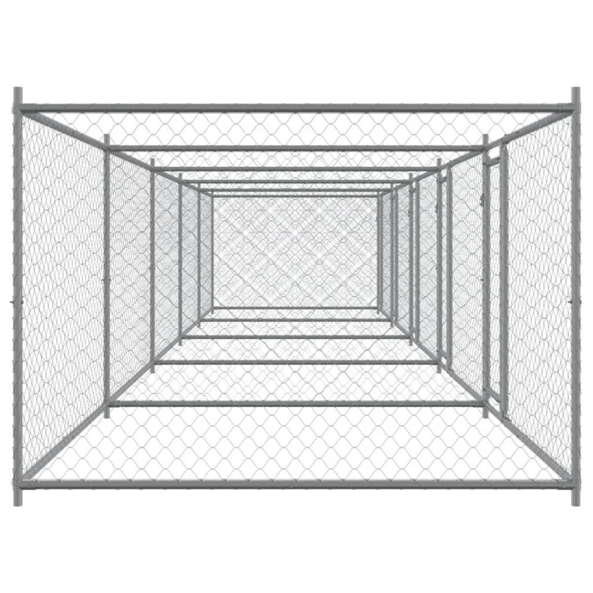 VIDAXL Cage pour chien avec portes gris 10x2x1,5 m acier galvanise