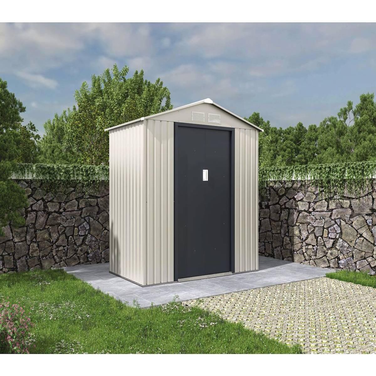 Habitat et Jardin Abri de jardin métal  Nebraska  - 4.07 m² - Beige/Gris anthracite
