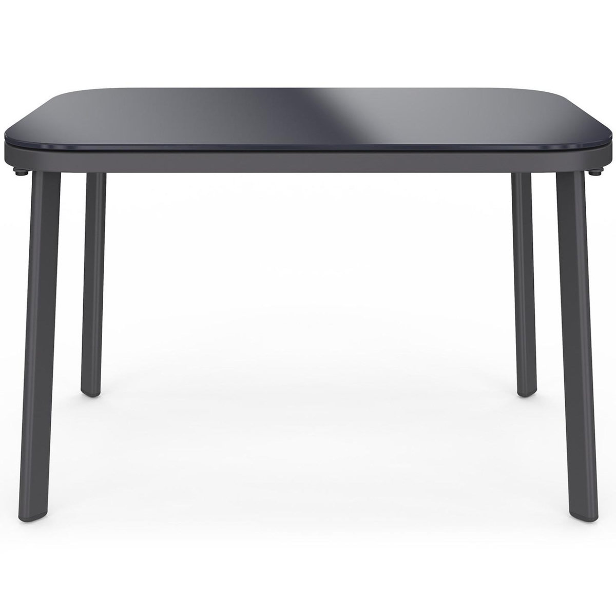 ID MARKET Salon de jardin bas TOLEDE 4 places avec canapé, fauteuils et table gris anthracite