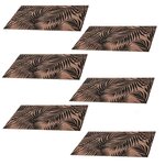 SECRET DE GOURMET Lot de 6 sets de table rectangulaire Palmier - 45 x 30 cm - Noir et beige