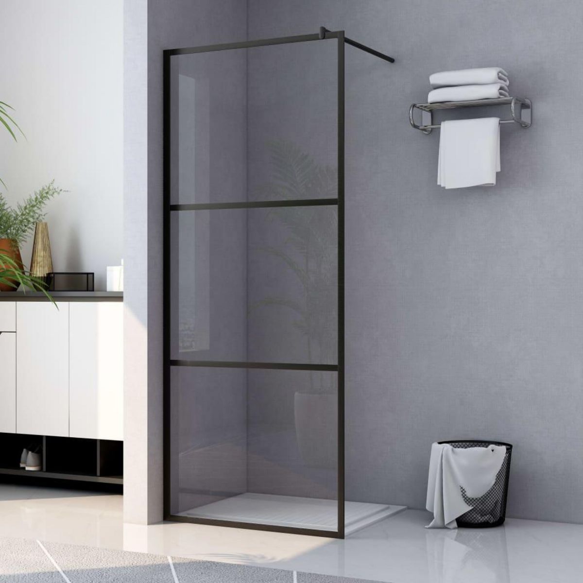 VIDAXL Paroi de douche a l'italienne a verre ESG Noir 80x195 cm