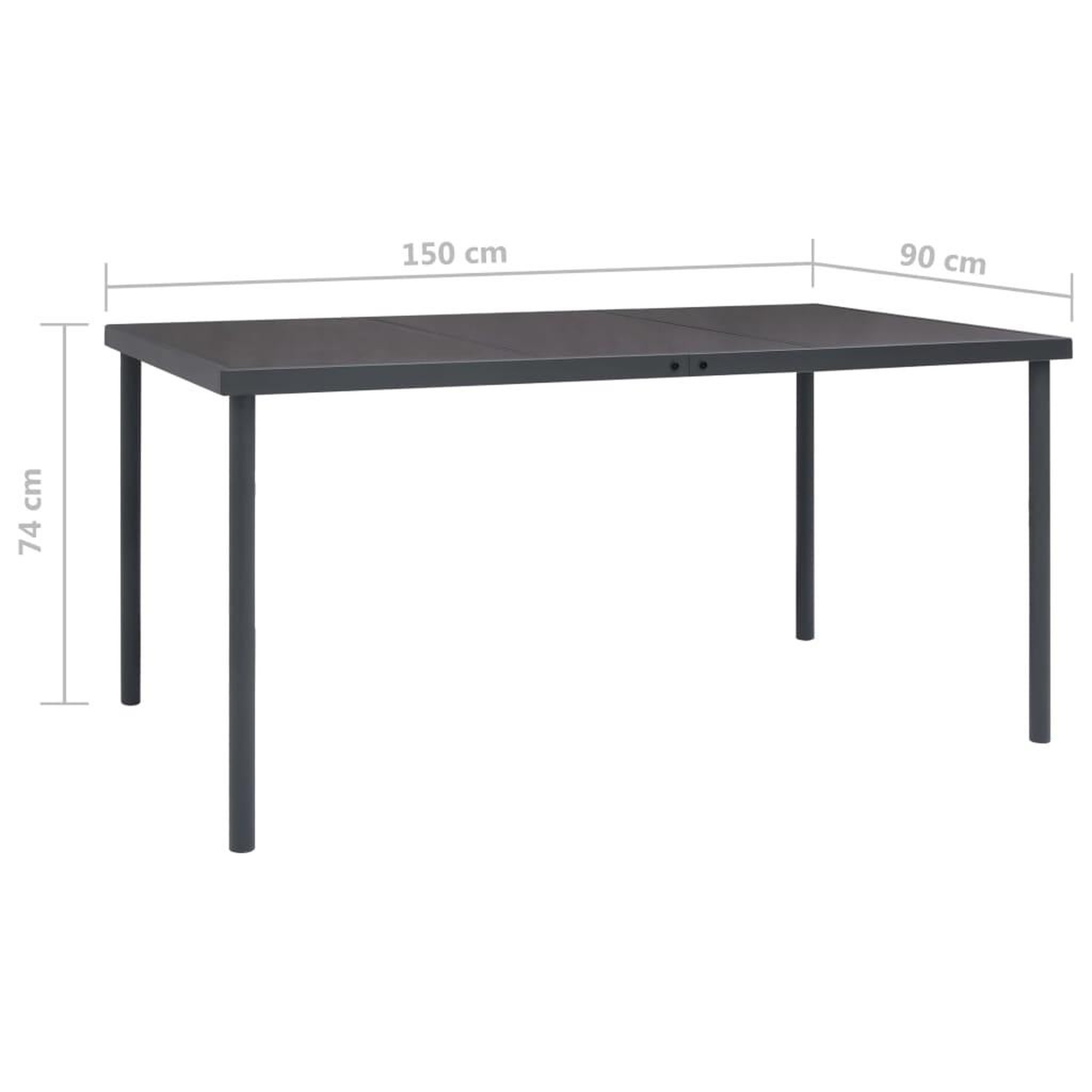 Voir la diapositive 6 : VIDAXL Table a dîner d'exterieur Anthracite 150x90x74 cm Acier