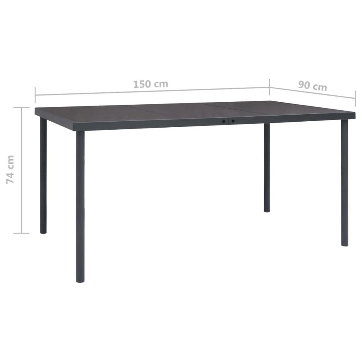 VIDAXL Table a dîner d'exterieur Anthracite 150x90x74 cm Acier