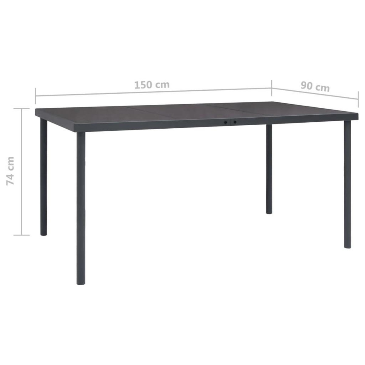 VIDAXL Table a dîner d'exterieur Anthracite 150x90x74 cm Acier