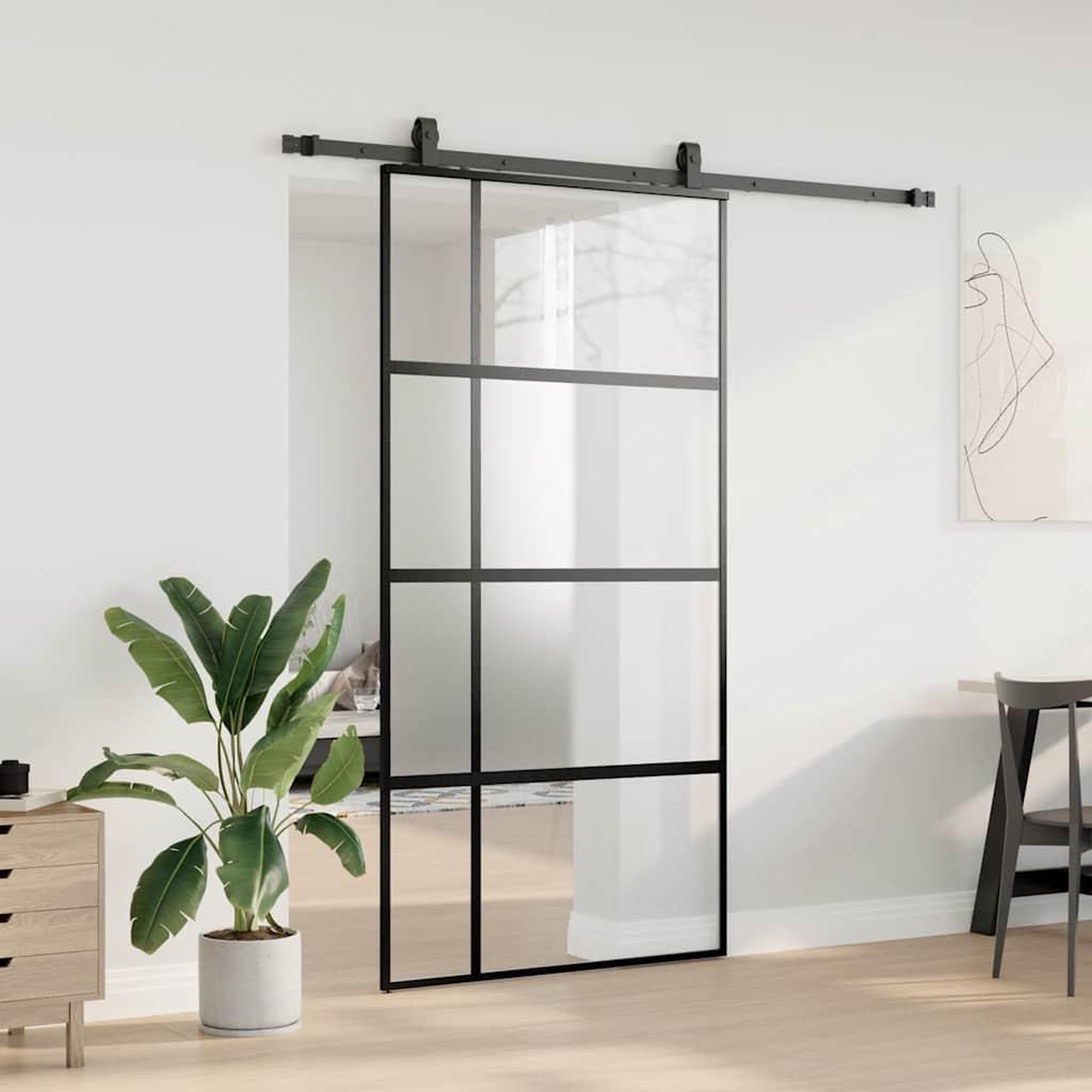 Voir la diapositive 3 : VIDAXL Porte coulissante avec kit de quincaillerie noir 102,5x205 cm