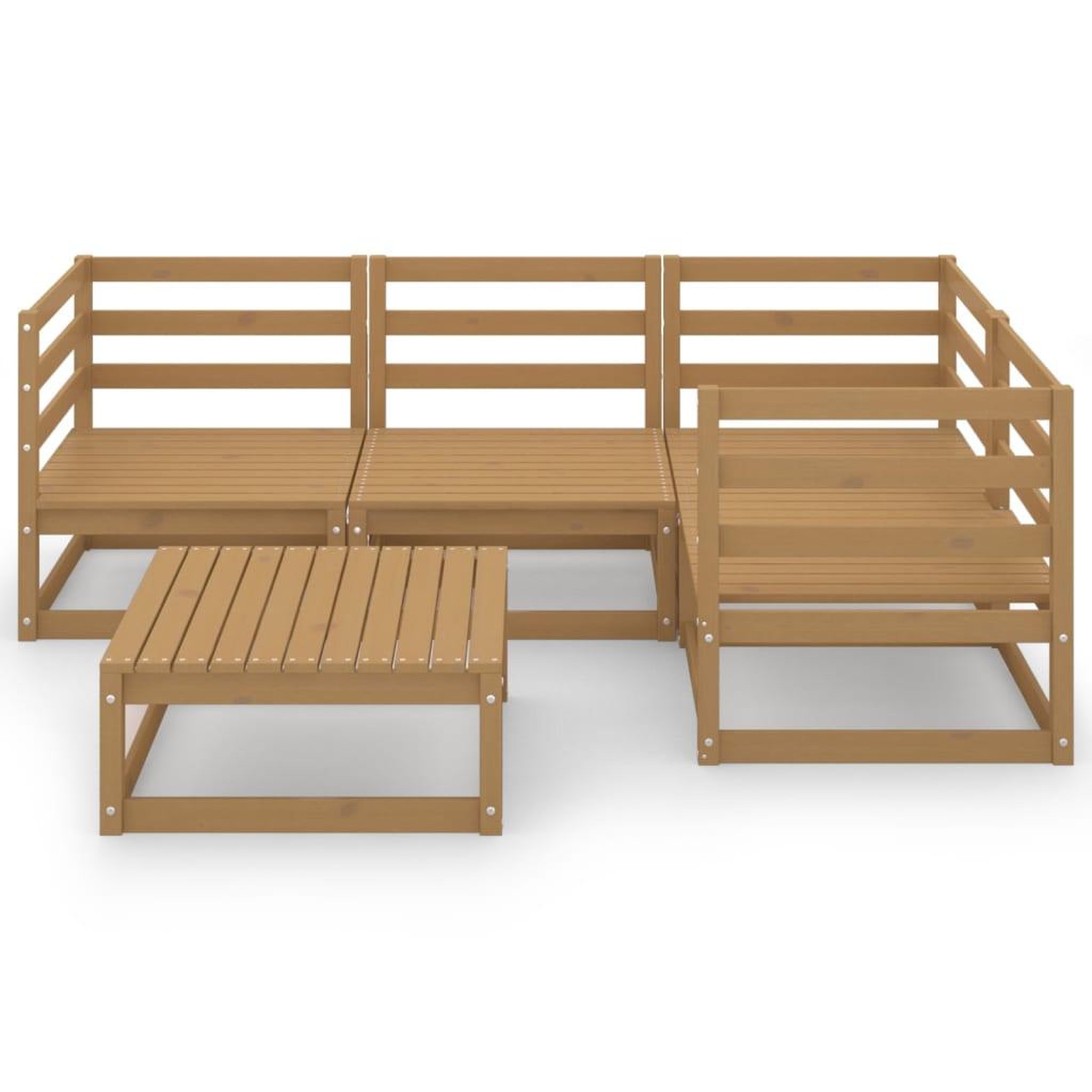 Voir la diapositive 3 : VIDAXL Salon de jardin 5 pcs Marron miel Bois de pin massif