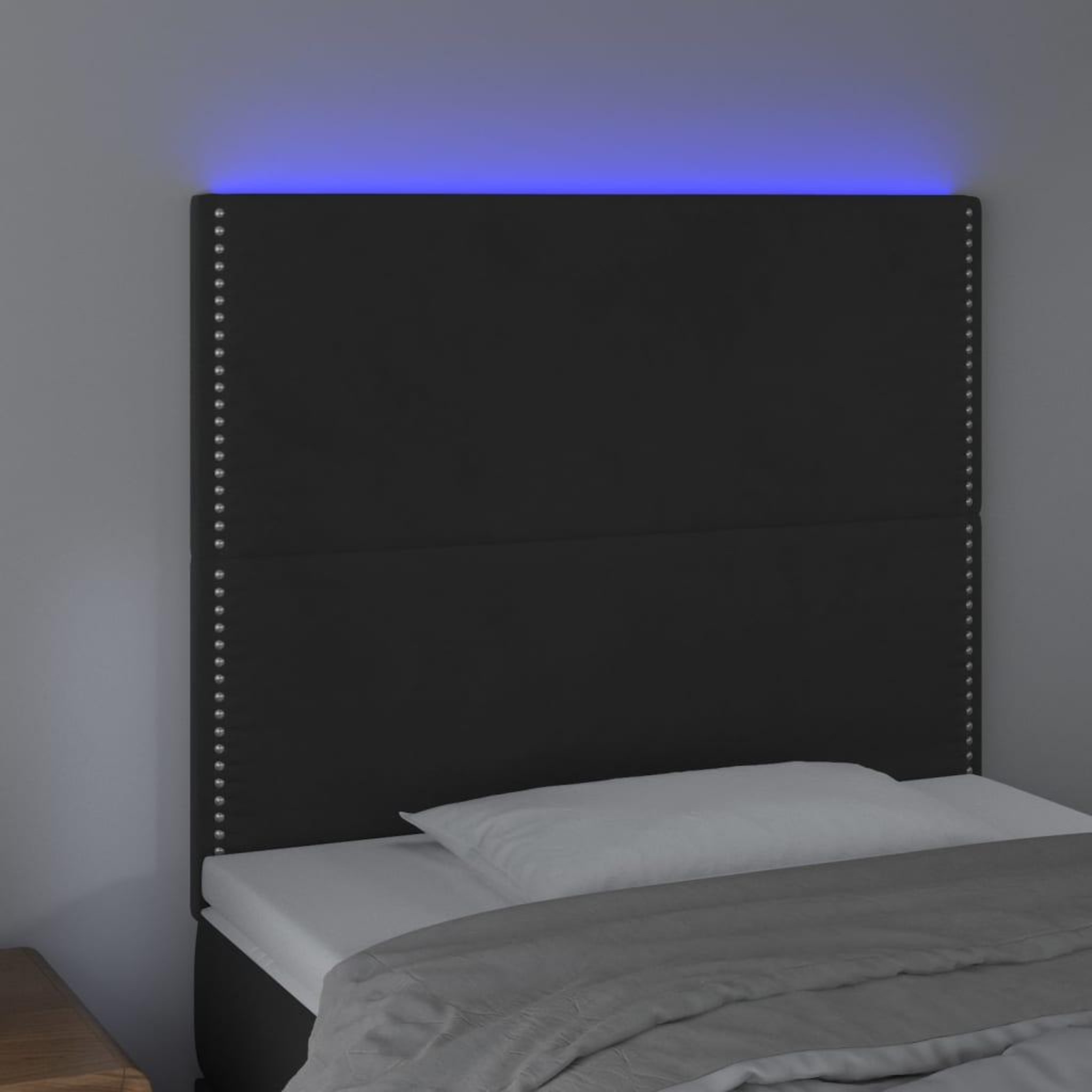 Voir la diapositive 3 : VIDAXL Tete de lit a LED Noir 90x5x118/128 cm Velours