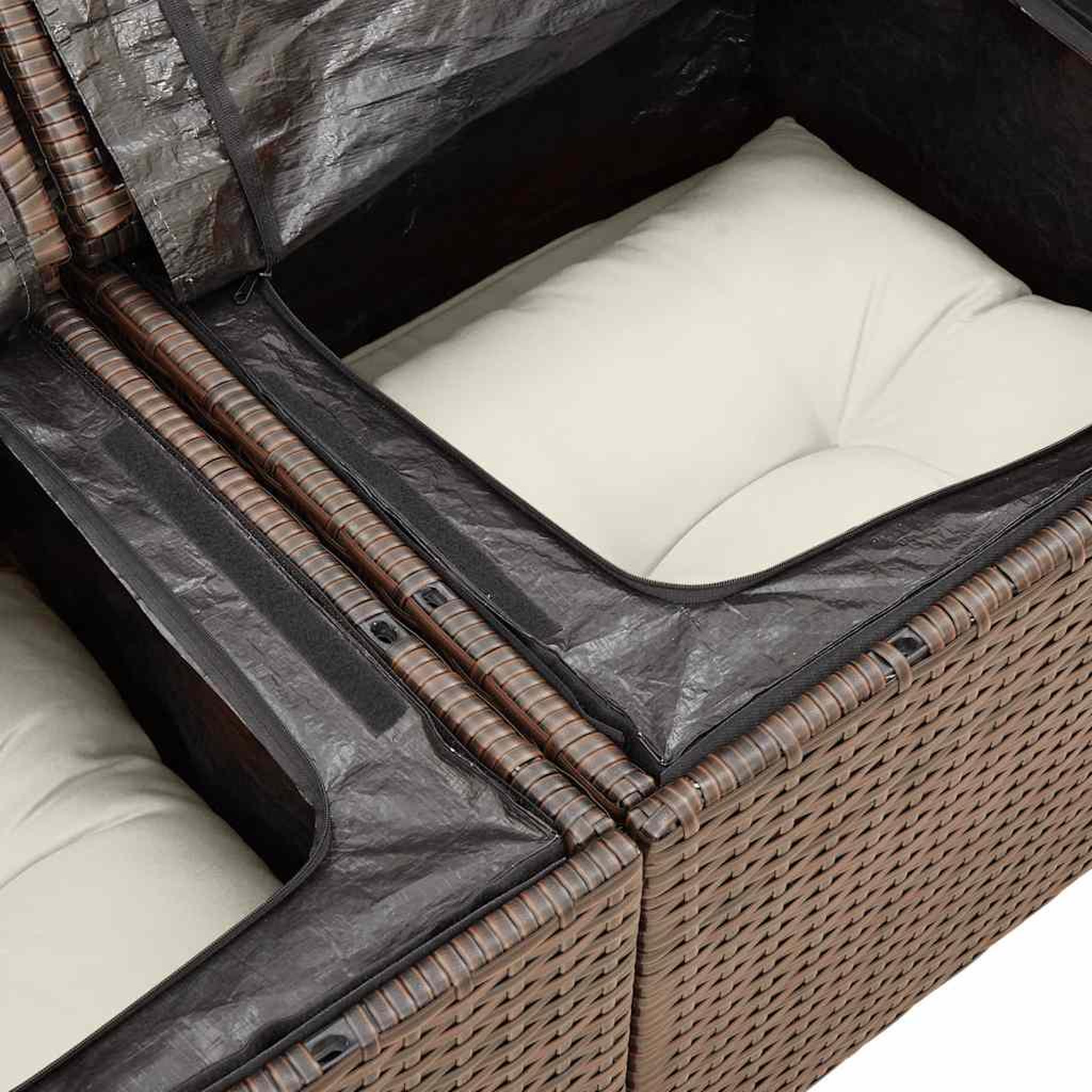 Voir la diapositive 6 : VIDAXL Salon de jardin avec coussins 7 pcs marron resine tressee