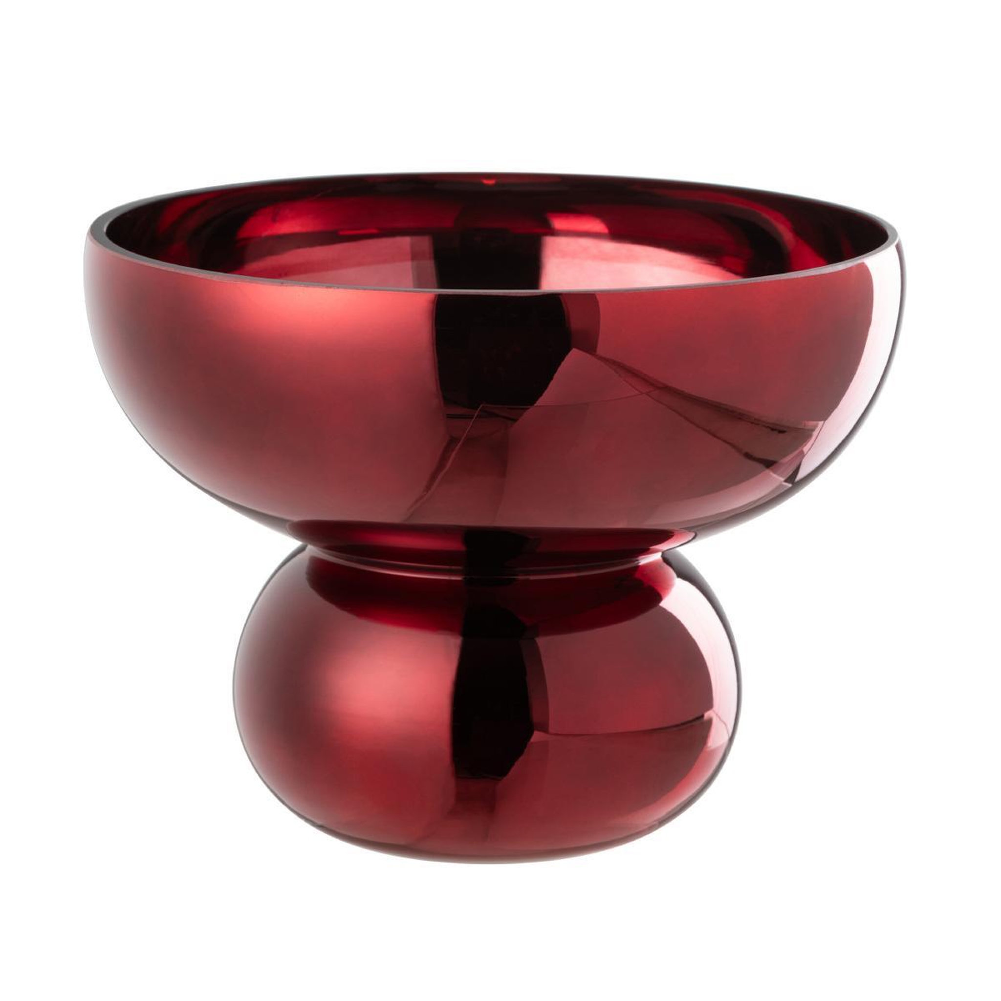Voir la diapositive 2 : J-LINE Photophore Design Bol  Cléa  23cm Rouge Foncé