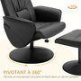 Voir la diapositive 4 : HOMCOM Fauteuil relax inclinable pivotant style contemporain avec repose-pied revêtement synthétique noir