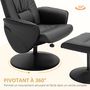 Voir la diapositive 4 : HOMCOM Fauteuil relax inclinable pivotant style contemporain avec repose-pied revêtement synthétique noir