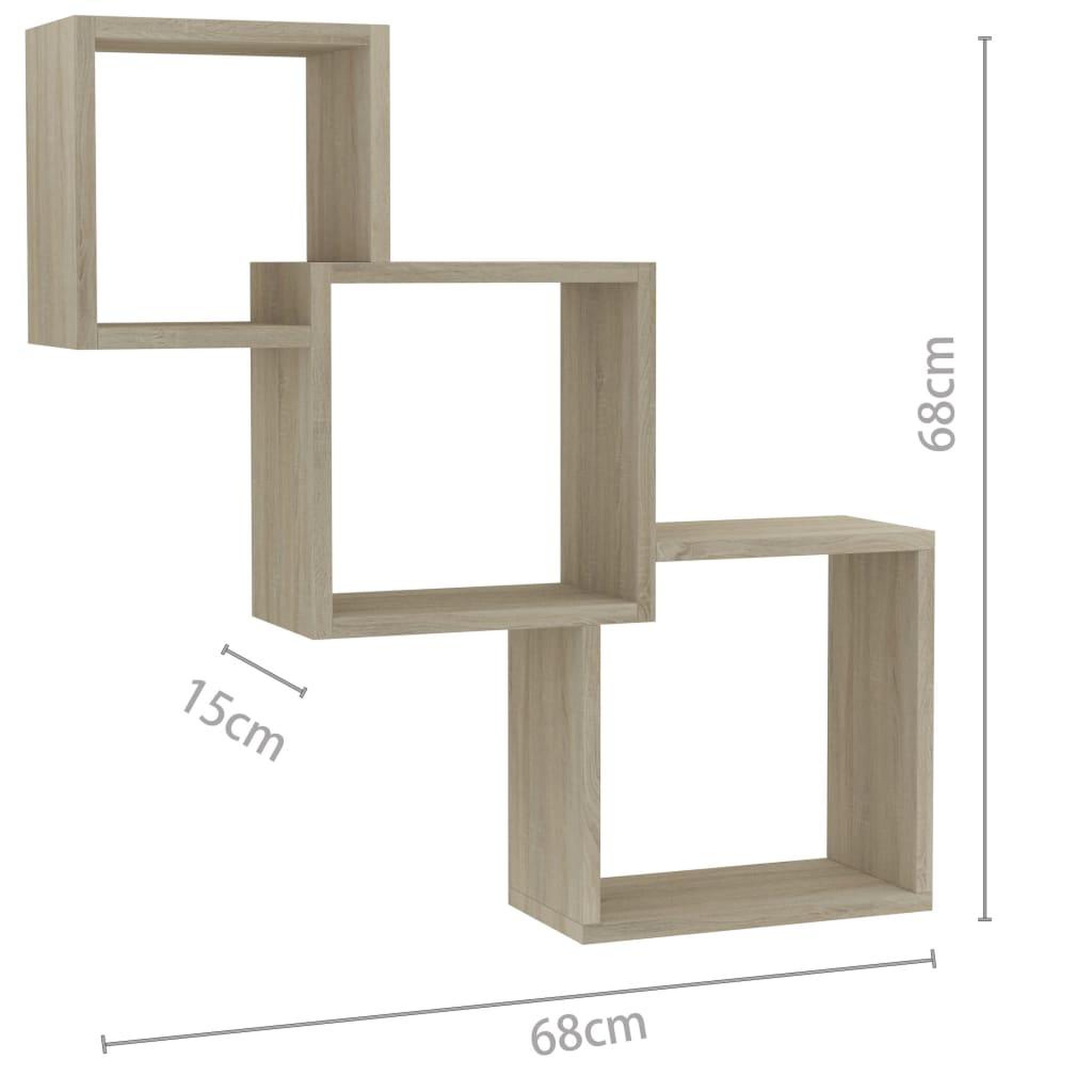 Voir la diapositive 6 : VIDAXL Etageres murales cubiques chene sonoma bois ingenierie