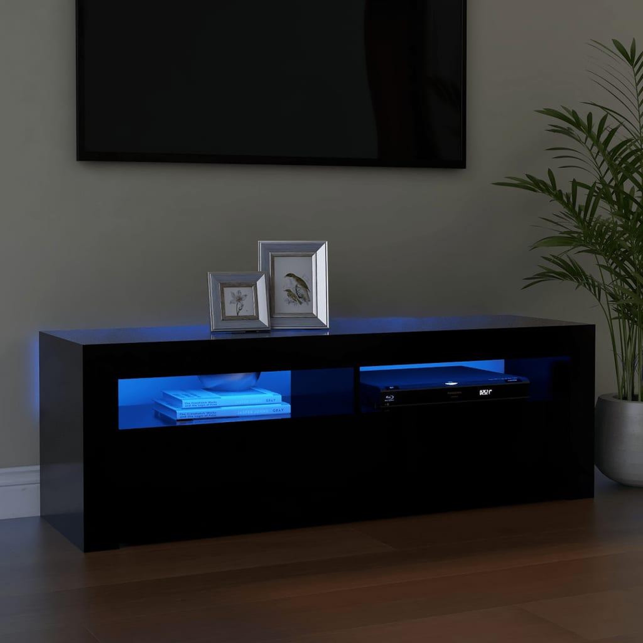 Voir la diapositive 1 : VIDAXL Meuble TV avec lumieres LED noir 120x35x40 cm