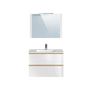 Voir la diapositive 5 : Meuble de salle de bain 1 vasque 2 tiroirs et miroir LED L80cm MILA