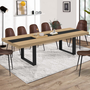 Voir la diapositive 2 : ID MARKET Table à manger extensible rectangle PHOENIX 6-12 personnes bois et noir bande centrale noire 200-300 cm