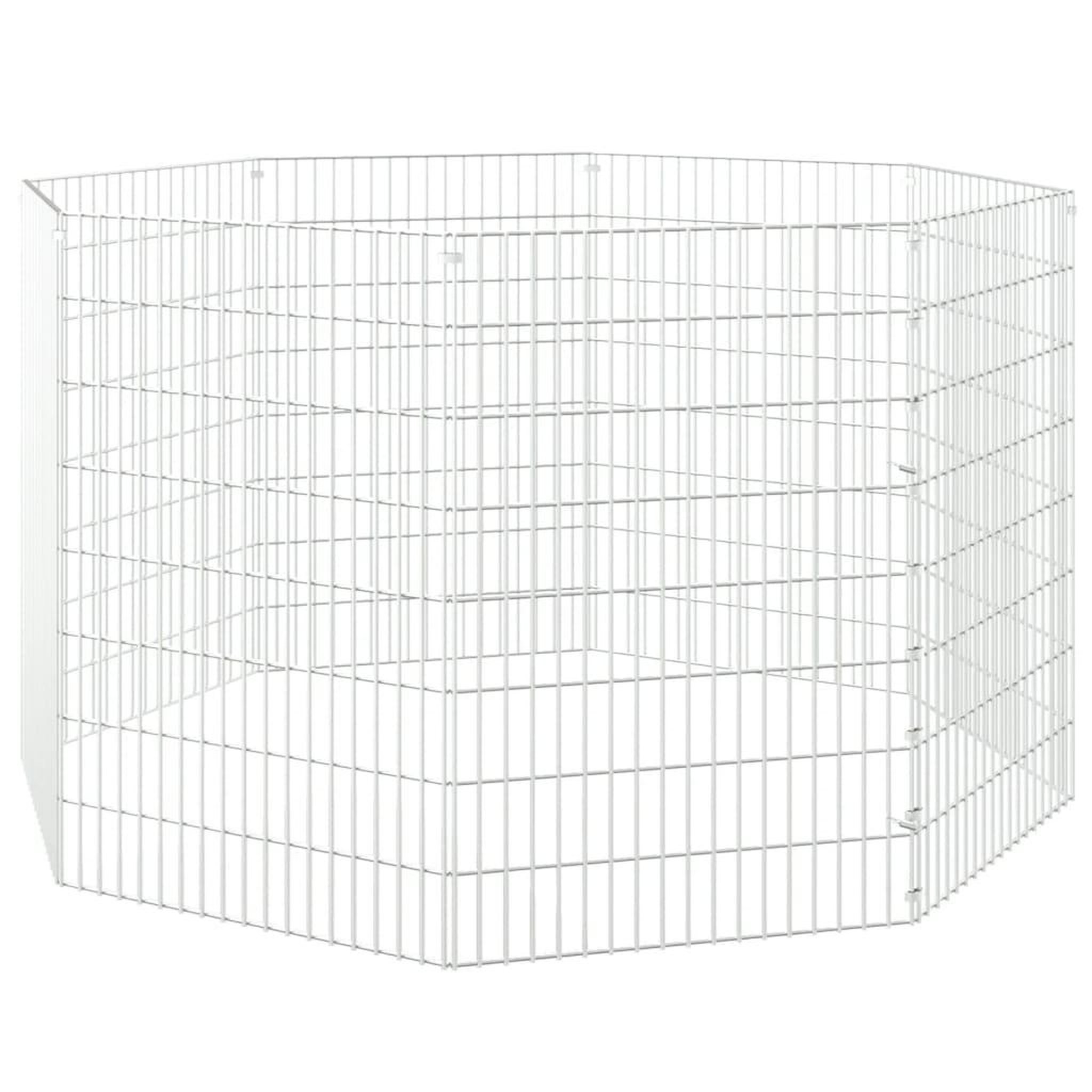 Voir la diapositive 4 : VIDAXL Enclos pour animaux en liberte 8 panneaux 54x80cm fer galvanise