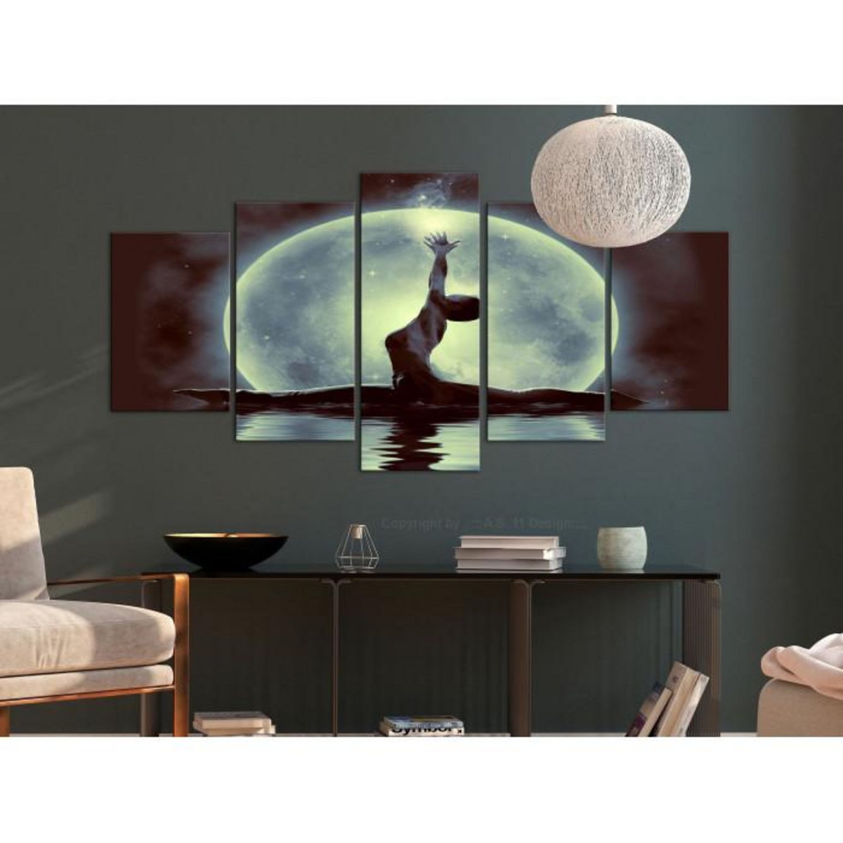 Paris Prix Tableau Imprimé 5 Panneaux  Twine Wide Green