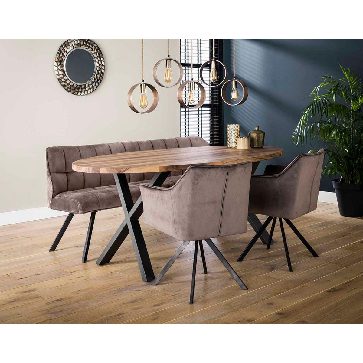 LISA DESIGN Neela - banc de table - en velours - 3 personnes