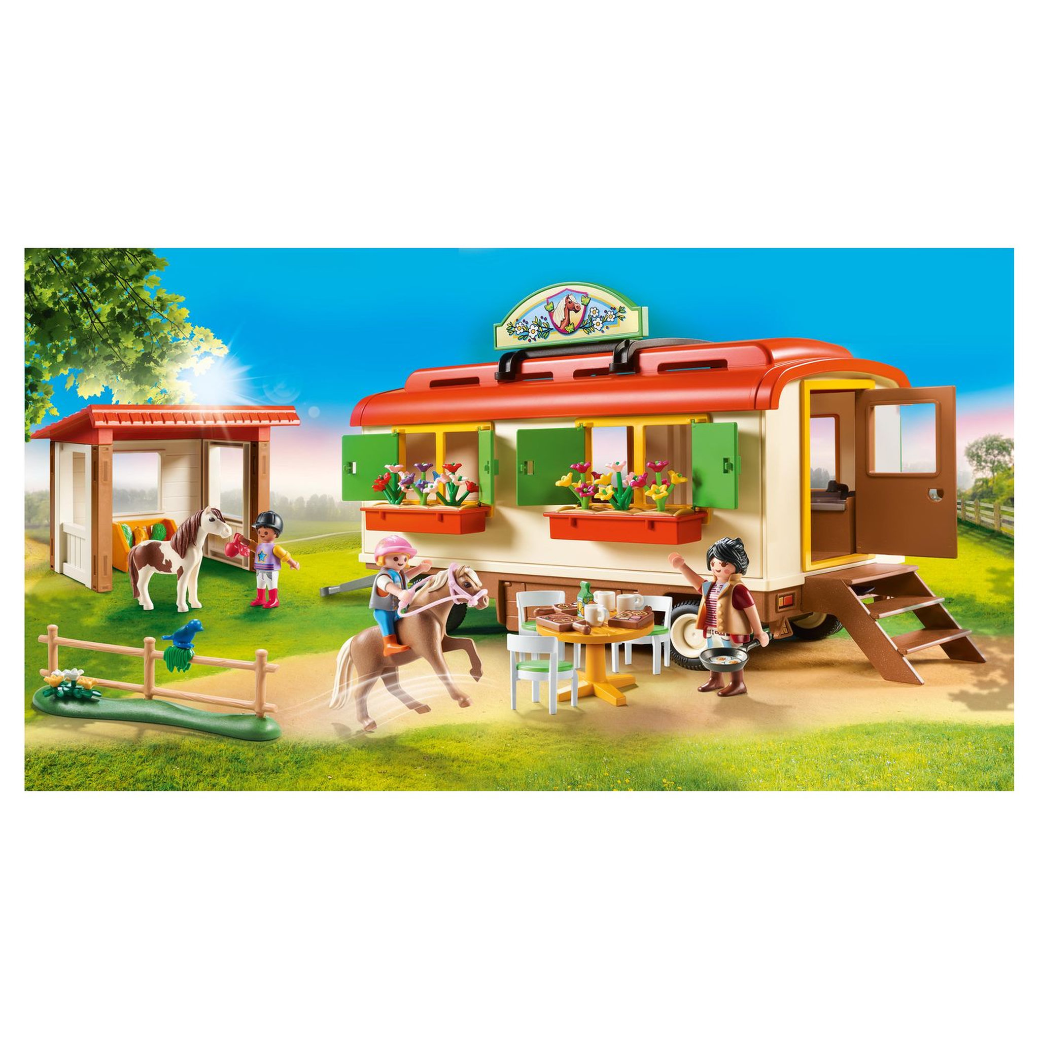 Voir la diapositive 3 : PLAYMOBIL 70510 - Country Box de poney et roulotte 