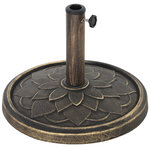 OUTSUNNY Pied de parasol rond résine imitation fonte motif fleur antique dia. 46 cm poids net 12 Kg bronze
