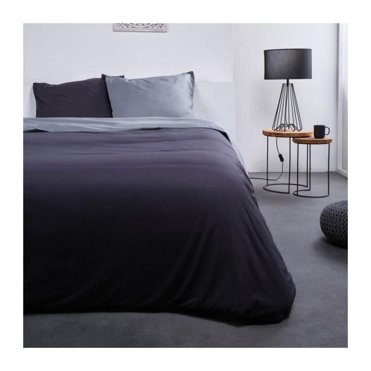 Today TODAY Parure de lit Coton 2 personnes - 240x260 cm - Bicolore Gris Noa