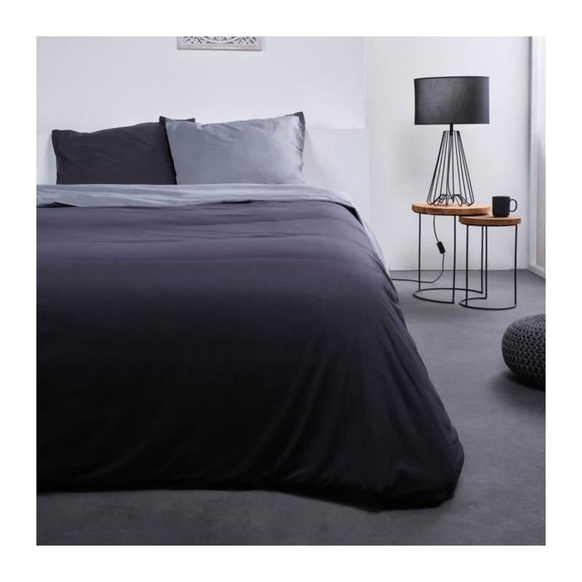 Today TODAY Parure de lit Coton 2 personnes - 240x260 cm - Bicolore Gris Noa