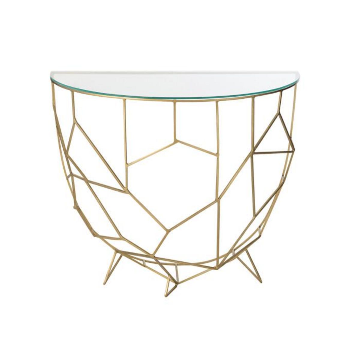 Paris Prix Console Design en Verre  Moza  90cm Or
