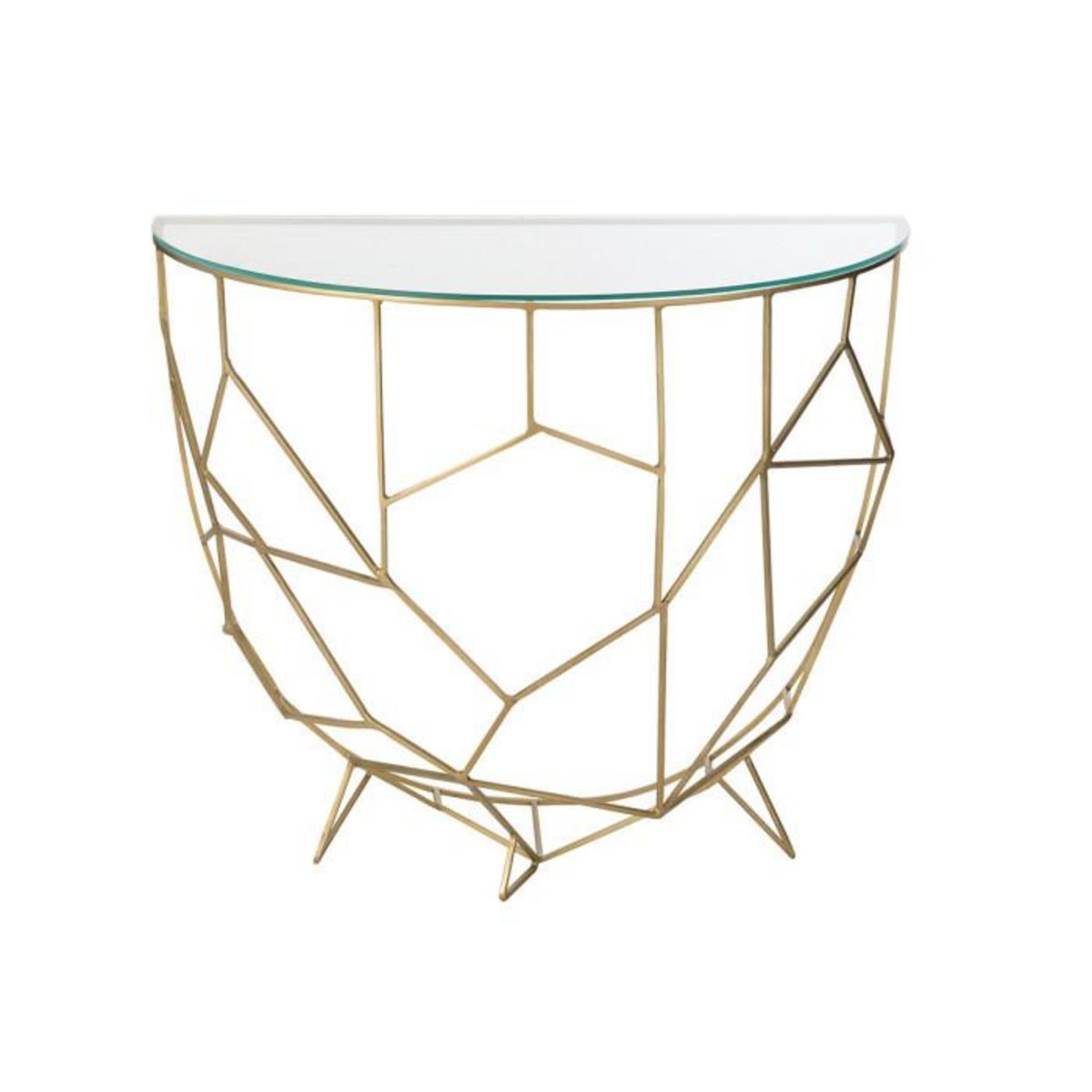 Paris Prix Console Design en Verre  Moza  90cm Or