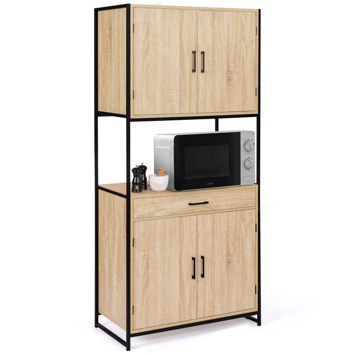 ID MARKET Buffet de cuisine 80 CM DETROIT meuble 4 portes design industriel + tiroir