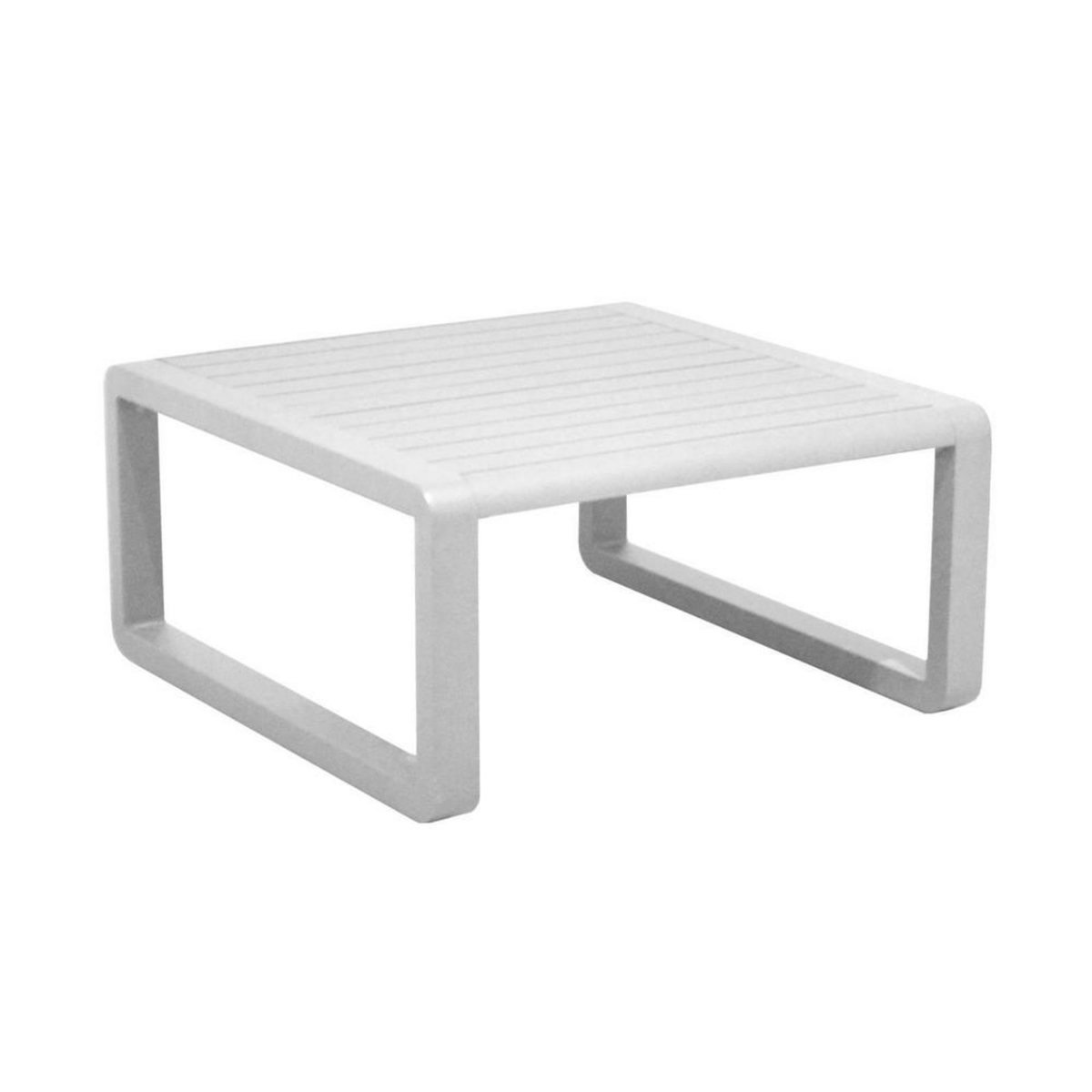 Proloisirs Table basse de jardin Tonio blanc - Aluminium - 80 x 80 cm - Plateau à latte