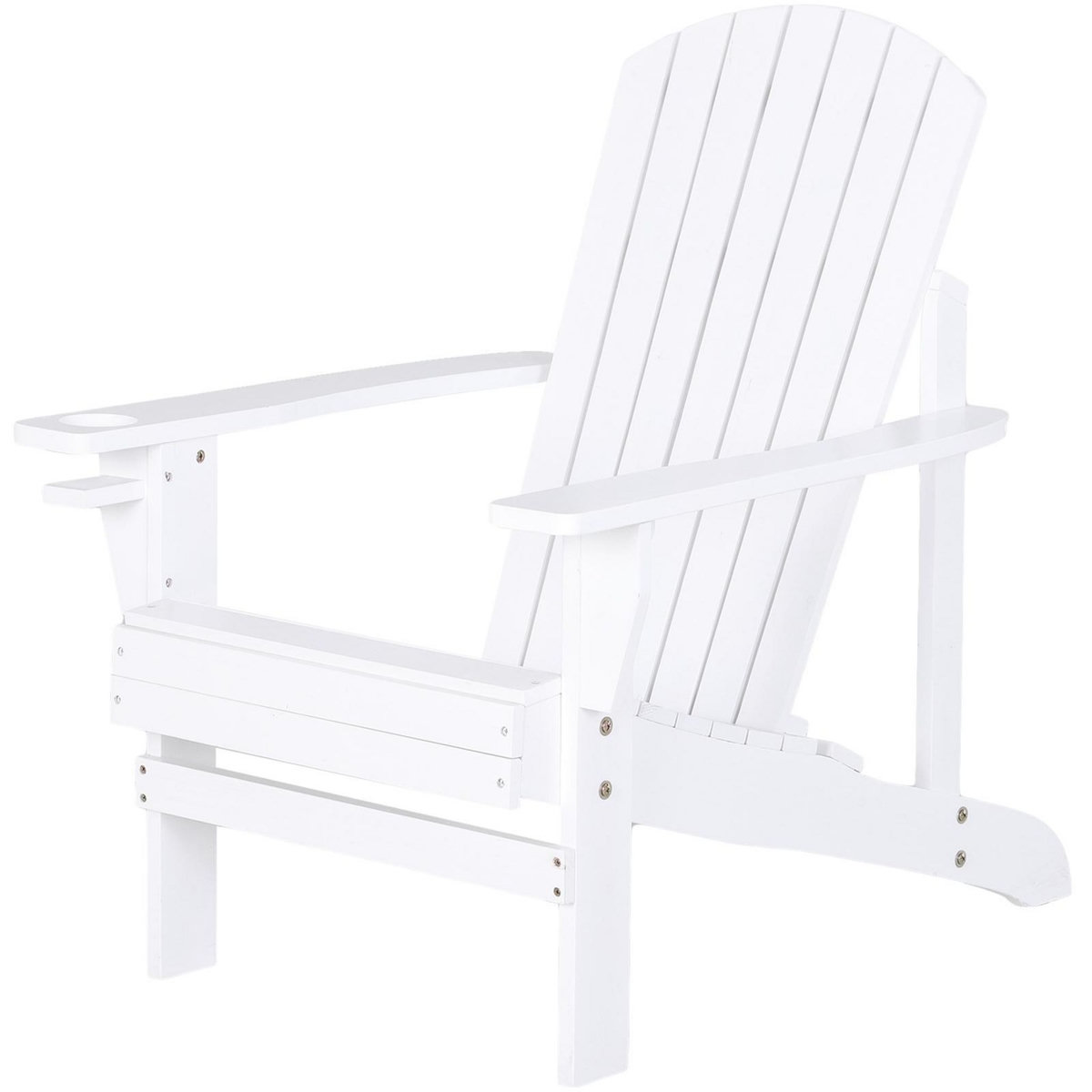 OUTSUNNY Fauteuil de jardin Adirondack chaise longue inclinable en bois 97L x 73l x 93H cm blanc