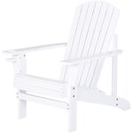 OUTSUNNY Fauteuil de jardin Adirondack chaise longue inclinable en bois 97L x 73l x 93H cm blanc