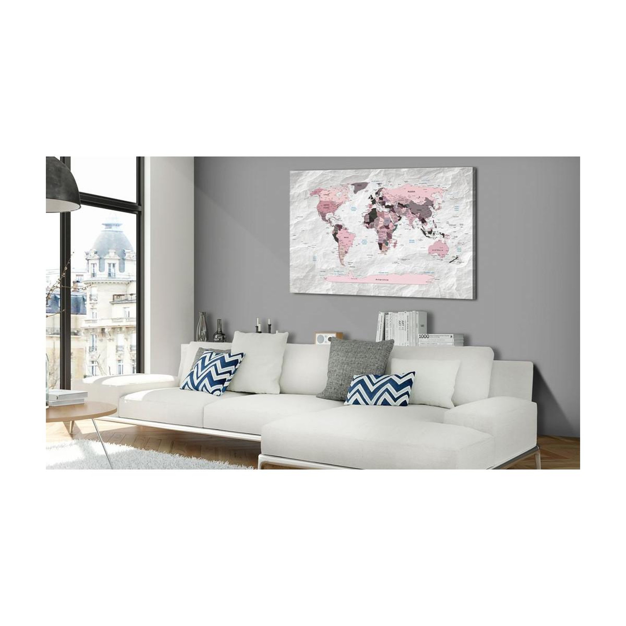 Voir la diapositive 2 : Paris Prix Tableau Imprimé  World Map : Pink Continents