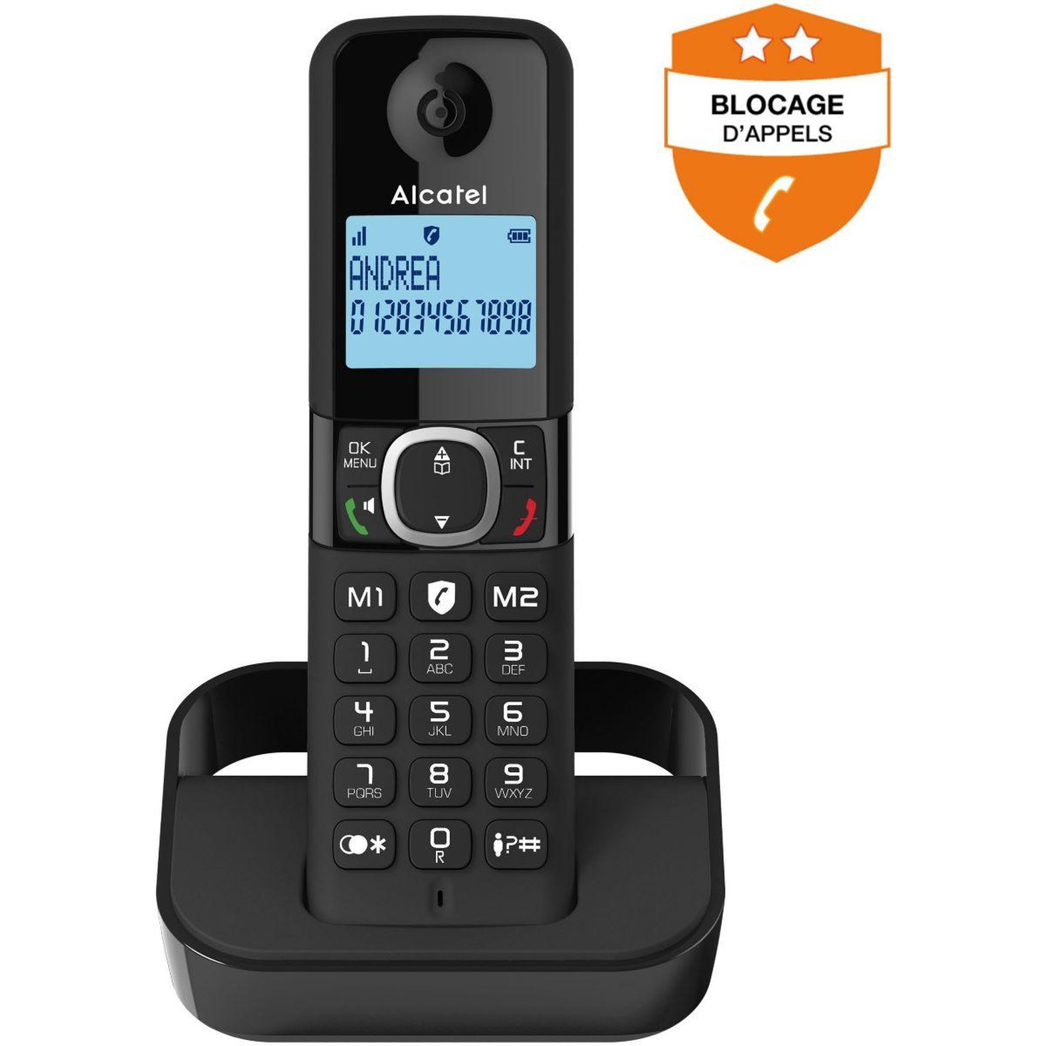 Voir la diapositive 2 : Alcatel Téléphone sans fil f860 solo noir